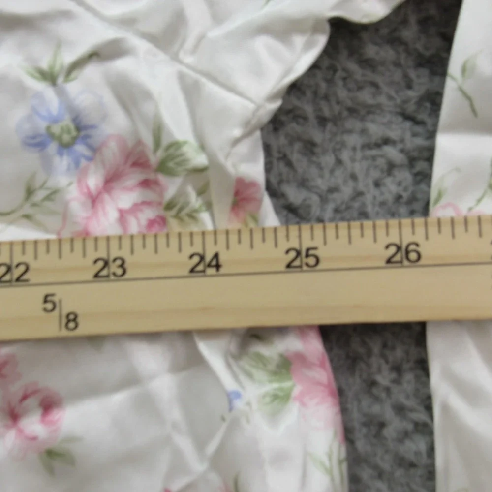 Character Womens XL Pajama Top Shirt White‎ Pink Blue Floral Satin Button Down